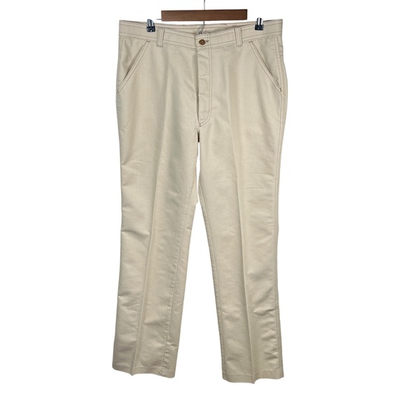 Levi's Other - Vtg Levis Action Slacks Mens Beige Twill Tailored Fit Flat Front Pants 36 x 34